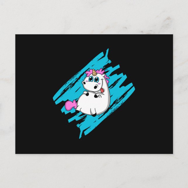 Postal Fantasía unicornio cute animales Gracioso regalo d (Anverso)