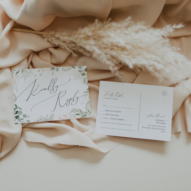 Postal Fantasía Verde y Dorado Solicitud de Canción RSVP (Subido por el creador)