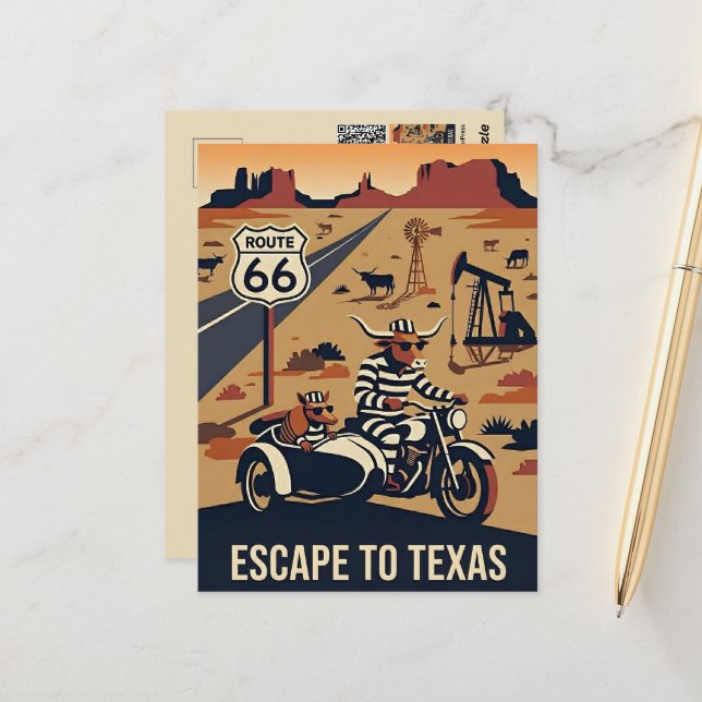 Postal Fantasioso viaje al estilo WPA (Anverso/Reverso In Situ)