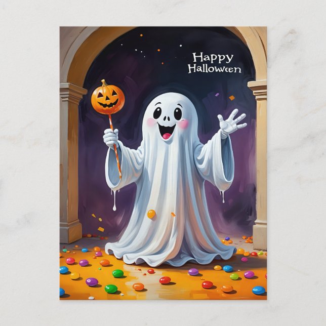 Postal Fantasma Alegre con Calabaza (Anverso)