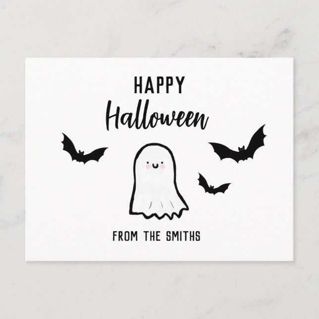 Postal Fantasma amistosa de Halloween personalizado (Anverso)