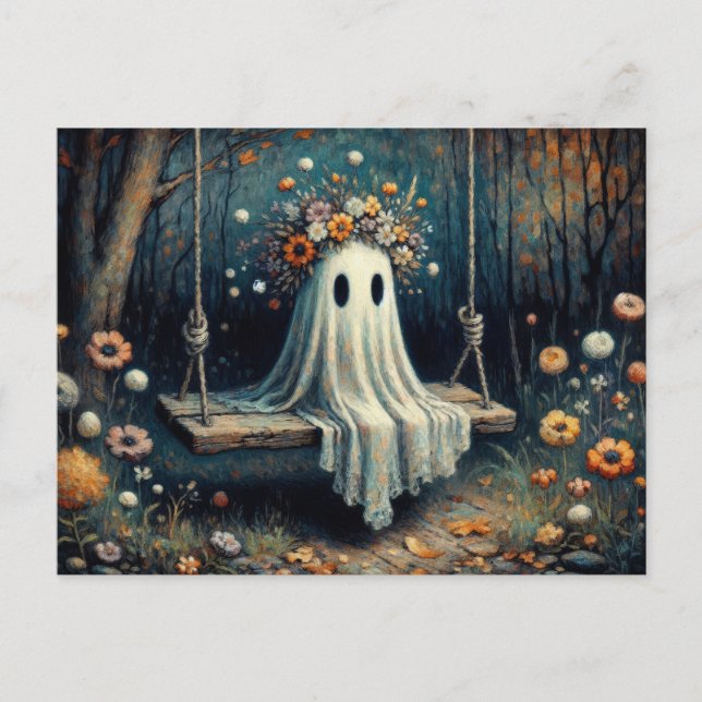 Postal Fantasma caprichoso y floral en flor (Anverso)