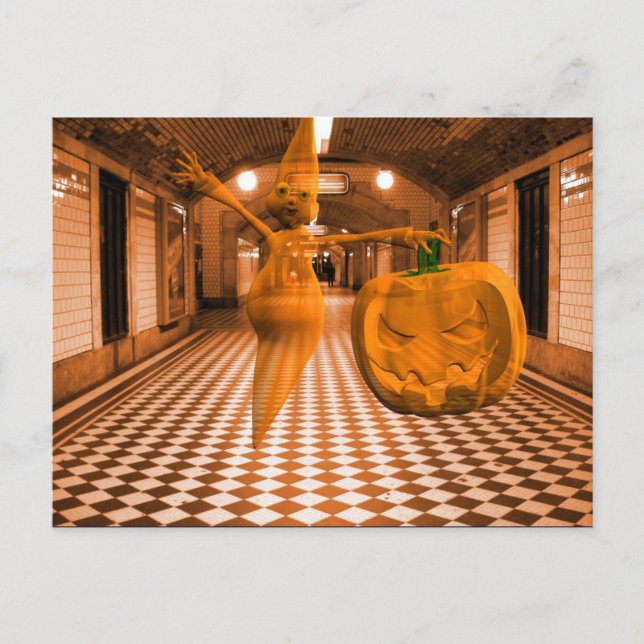 Postal Fantasma Cuaderno Con Calabaza (Anverso)