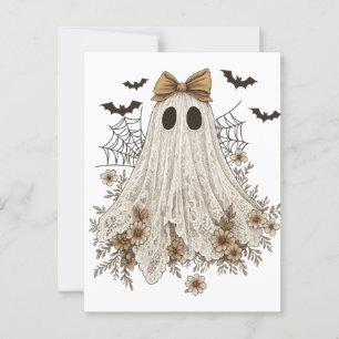 Postal Fantasma de encaje elegante con lazo   Fantasma fl
