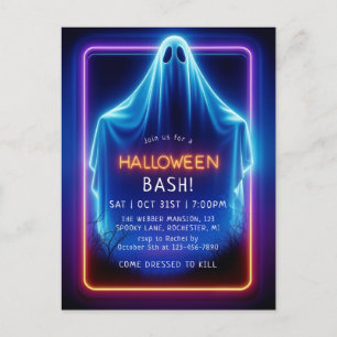 Postal Fantasma de neón Halloween