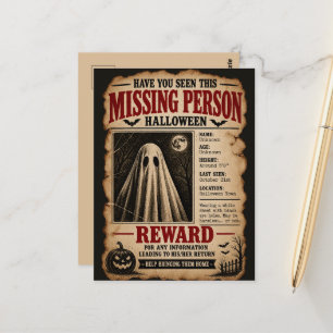 Postal Fantasma de Persona Desaparecida Halloween