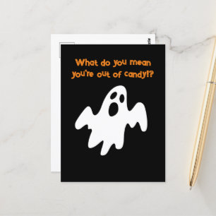 Postal Fantasma divertida de Halloween fuera del canto