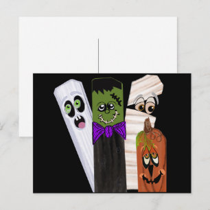 Postal Fantasma Divertido de Frankenstein Calabaza Hombre