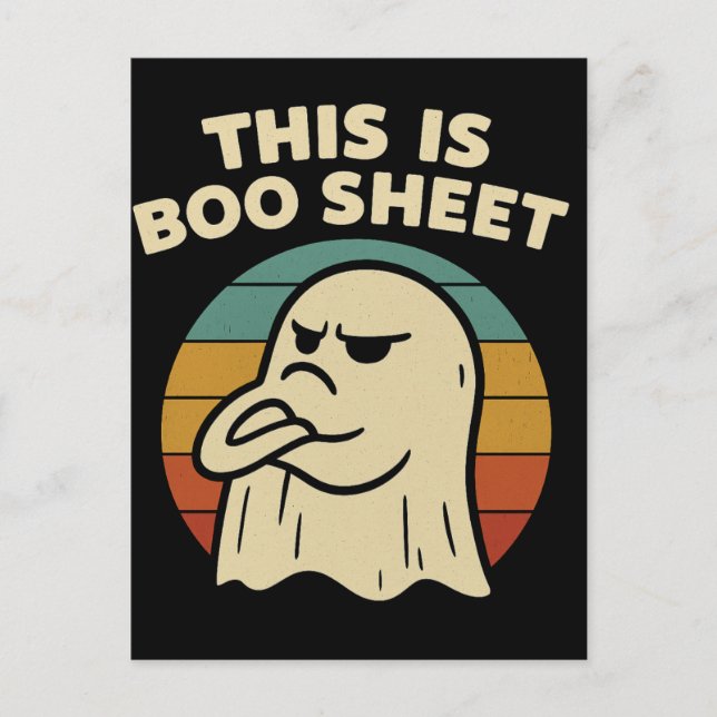 Postal Fantasma Divertido "Esto Es Hoja de Boo" Retro Hal (Anverso)