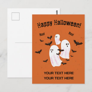 Postal Fantasma espeluznante de Halloween