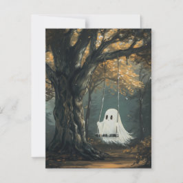 Postal Fantasma espeluznante en Halloween de otoño