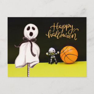 Postal Fantasma fantasma de baloncesto Halloween 
