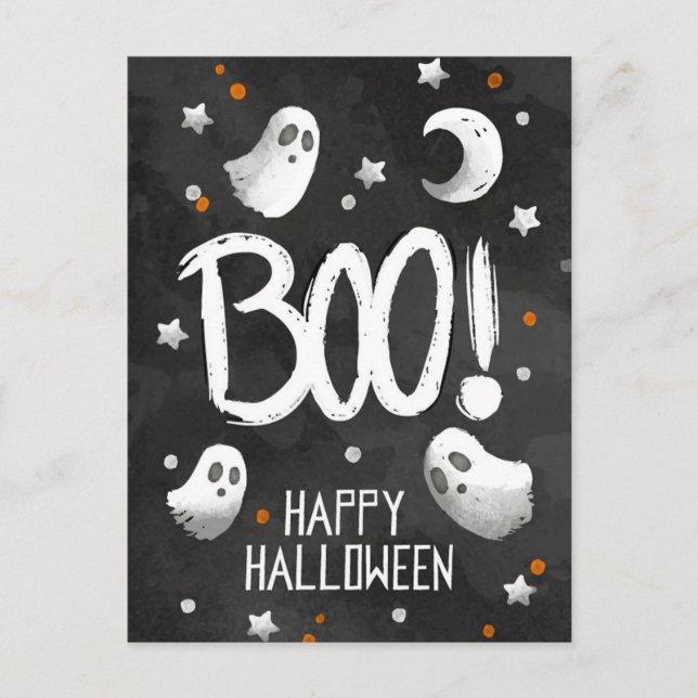 Postal Fantasma feliz de Halloween (Anverso)