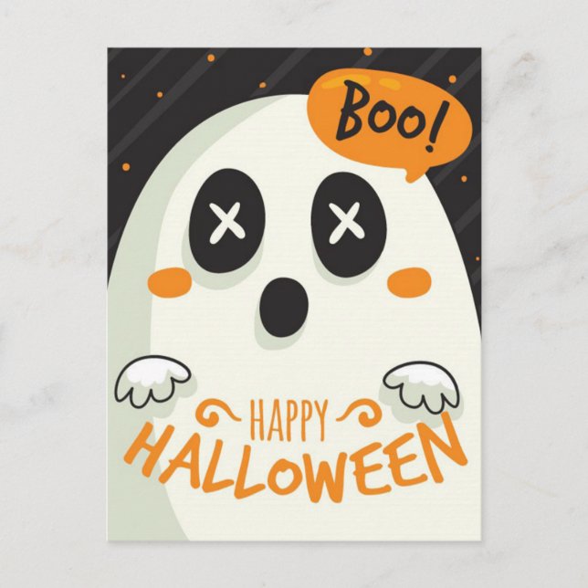 Postal Fantasma feliz de Halloween (Anverso)