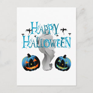 Postal Fantasma Feliz de Halloween -Disfraz de Halloween