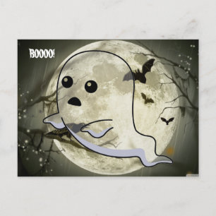 Postal Fantasma flotante de bebé rodeada de murciélagos