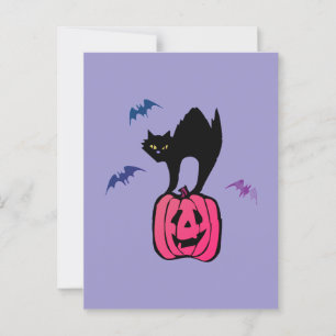 Postal Fantasma Gato Halloween Calabaza Pop Art