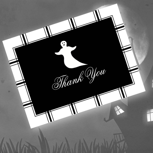 Postal Fantasma Gracias Halloween Black (Subido por el creador)