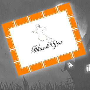 Postal Fantasma Gracias Halloween Naranja