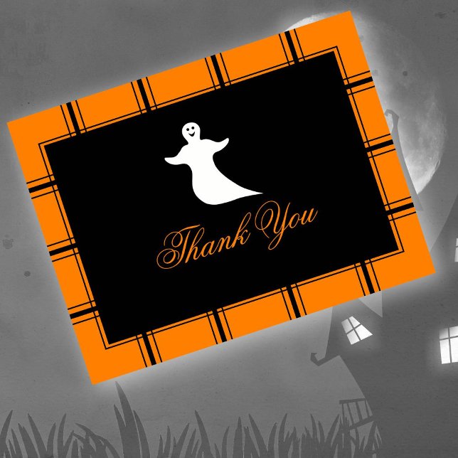 Postal Fantasma Gracias Halloween Negro/Naranja (Subido por el creador)