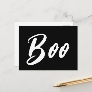 Postal Fantasma Halloween texto blanco negro boo