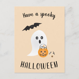 Postal Fantasma Halloween Trick De Fantasma O Boo De Trat