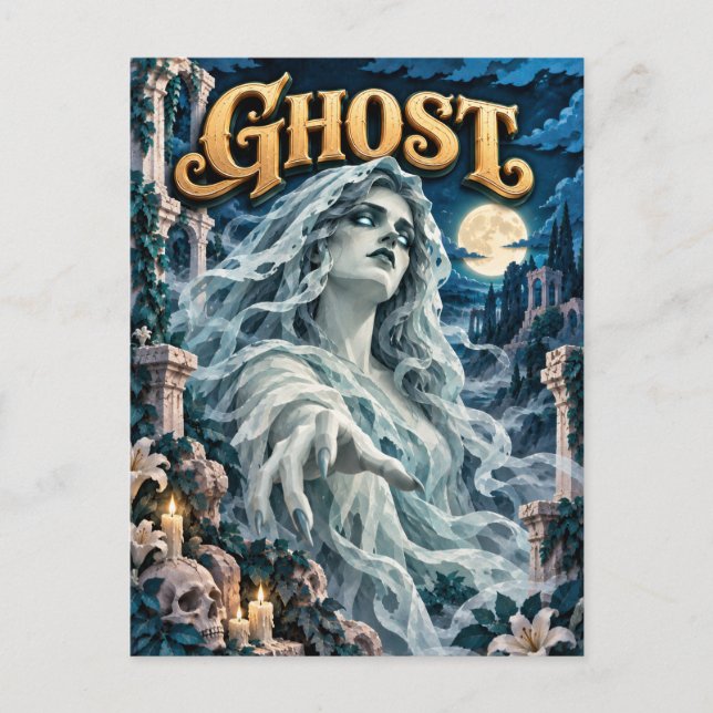 Postal Fantasma, Monstruo de Recorte de Papel (Anverso)