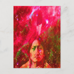 Postal Fantasma nativa norteamericana de Sitting Bull