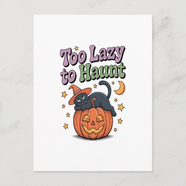 Postal Fantasma Perezoso de Halloween (Anverso)