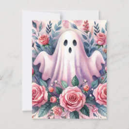 Postal Fantasma suave entre rosas rosadas