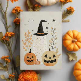 Postal Fantasma suave y espeluznante con Halloween de cal
