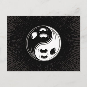 Postal Fantasma Yin Yang Negro y Blanco