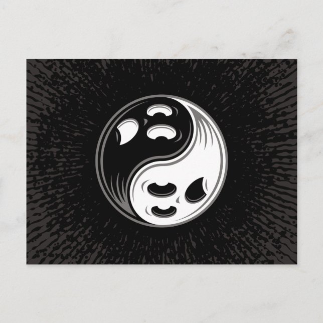 Postal Fantasma Yin Yang Negro y Blanco (Anverso)