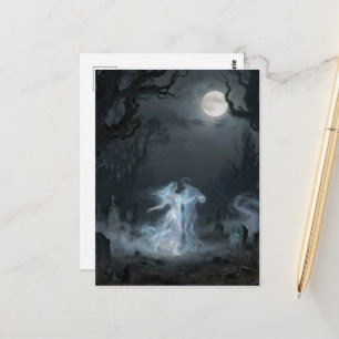 Postal Fantasmas bailando en una noche de luna llena