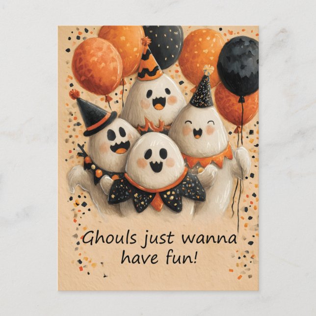 Postal Fantasmas de Halloween cortos con texto (Anverso)