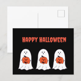 Postal Fantasmas de Halloween felices con Jack-o-Lanterns