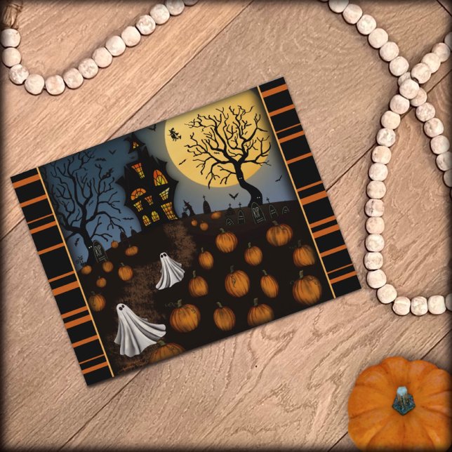 Postal Fantasmas de parche de calabaza Haunding Halloween (Subido por el creador)