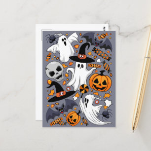 Postal Fantasmas fantasmagóricos y adorables monstruos ad