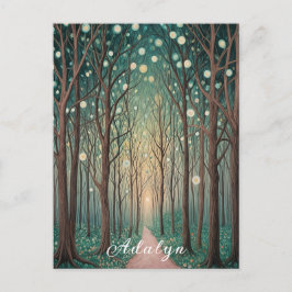 Postal Fantasmas forestales: Luces flotantes en la madera