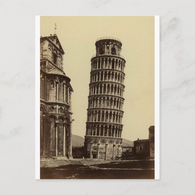 Postal ¡Fantástica foto de la torre de Pisa en 1860! (Anverso)
