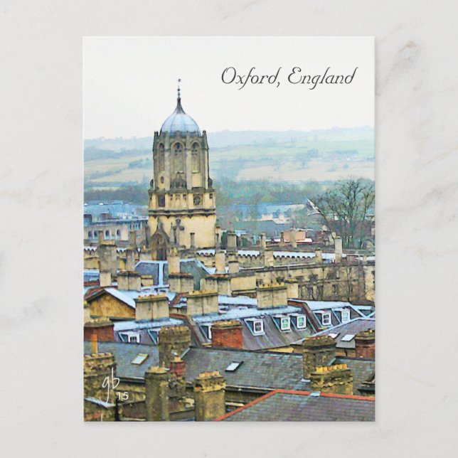 Postal Fantastica View, Oxford, Inglaterra, techo Top #2 (Anverso)