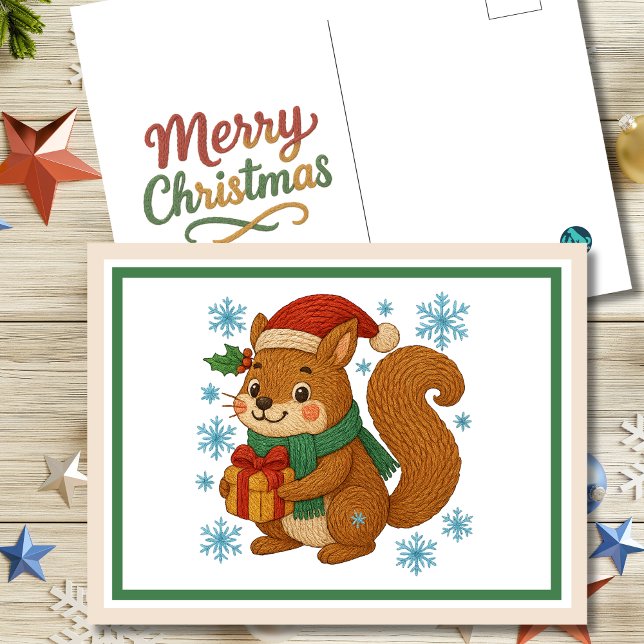 Postal Fantástico Ardilla Bordado de Navidad (Subido por el creador)