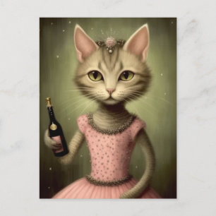 Postal Fantasy Ballerina Cat Rosa Champagne