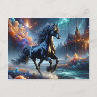 Postal Fantasy Black Half Arabian Horse