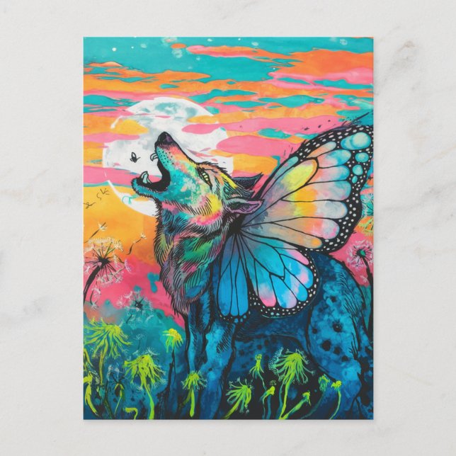 Postal Fantasy Butterfly Wolf (Anverso)