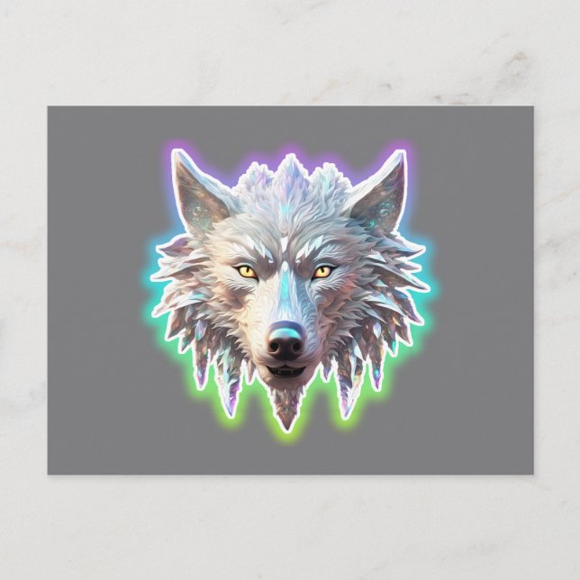 Postal Fantasy Cabeza de Lobo Blanco (Anverso)
