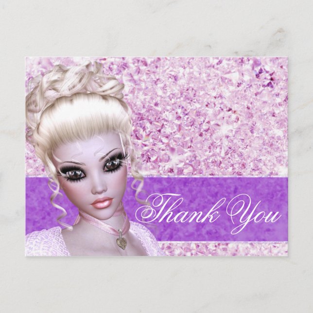 Postal Fantasy Girly Blonde Diamond Chica Postcard (Anverso)