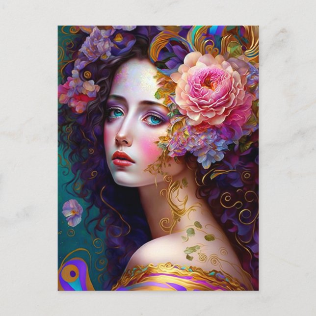 Postal Fantasy Glam Mujer Pop Art Postcard (Anverso)