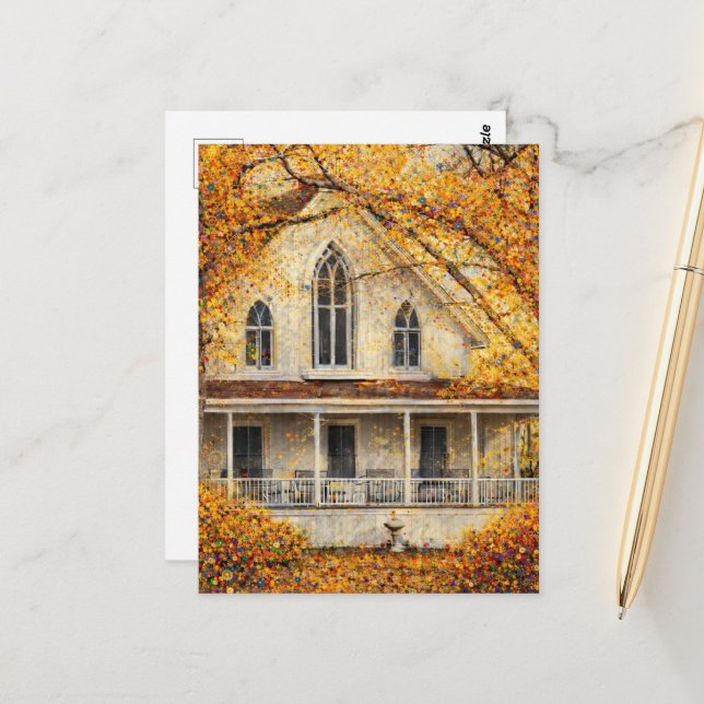 Postal Fantasy Gothic-Revival Carpenter House  (Anverso/Reverso In Situ)