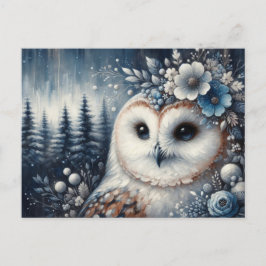 Postal Fantasy Lechuza Blanca Winter Wonderland